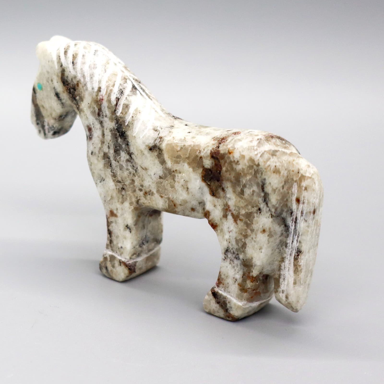 ZUNI-MARBLE HORSE FETISH by ANDRES LEMENTINO-NATIVE AMERICAN 4