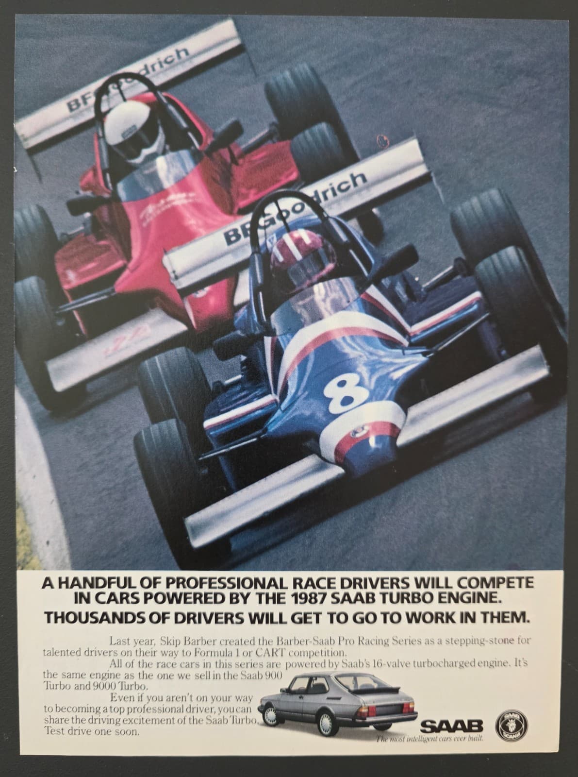 1987 PRINT AD SAAB 900 9000 Turbo "Thousands of Drivers will go to work in them"