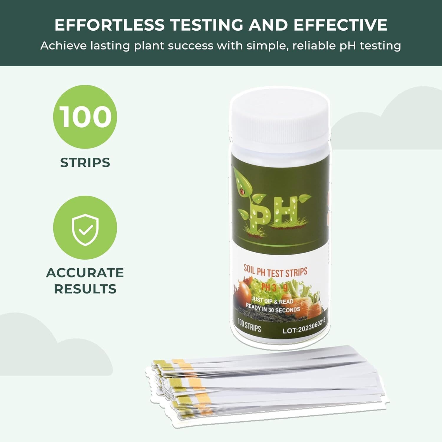 100 Strip Soil Ph Test Kit - Complete Ph Test Checker - Professional Tester for 3