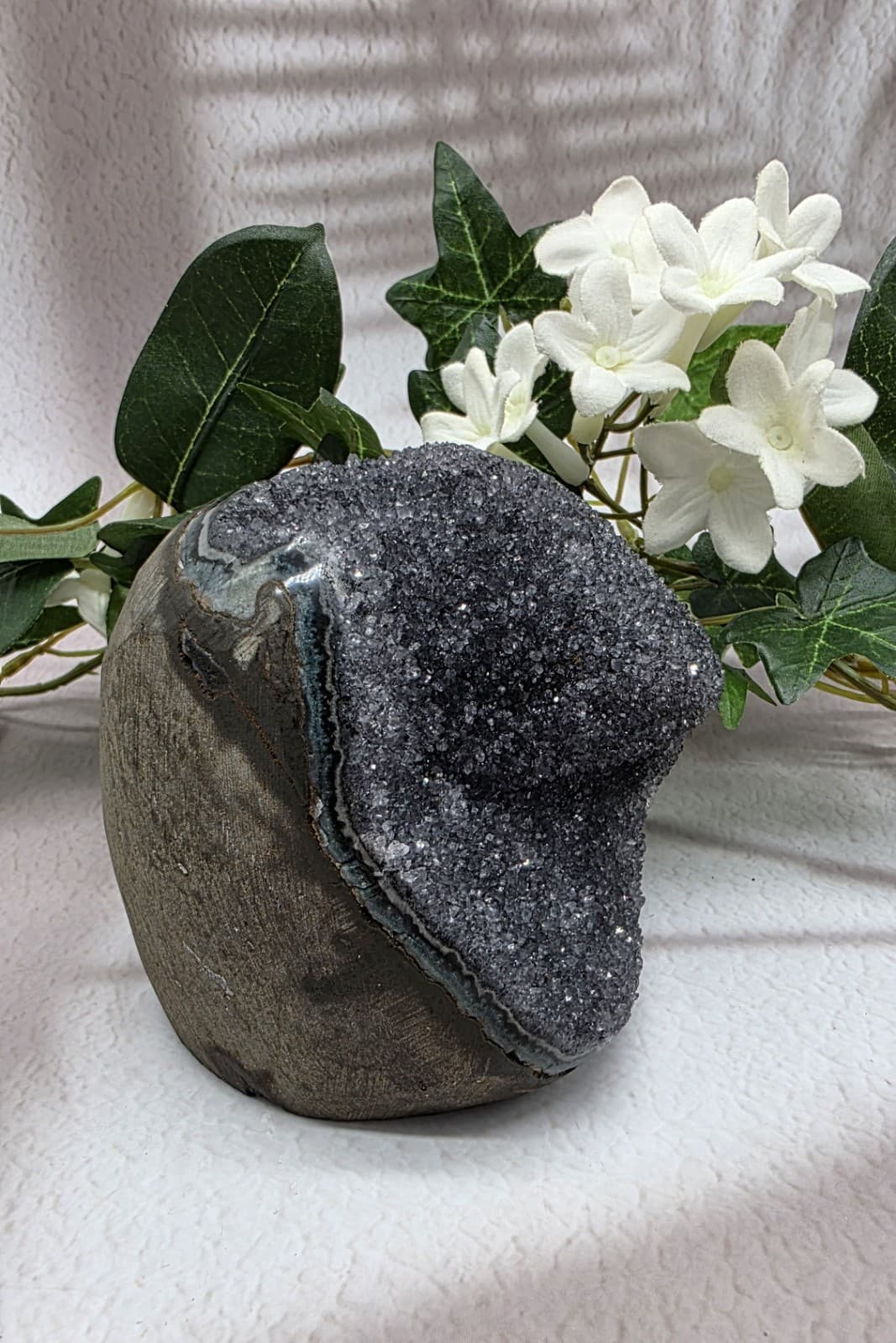 Black Amethyst Geode  Uruguay Amethyst Cut Base Amethyst Crystal Druzy  2