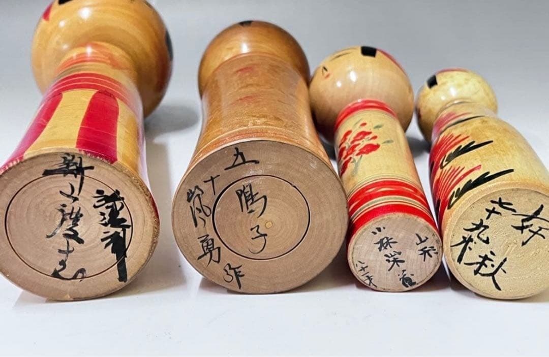 KOKESHI Jpanese Vintage Wooden Doll set of 7 Japan 18cm-33cm #001 3