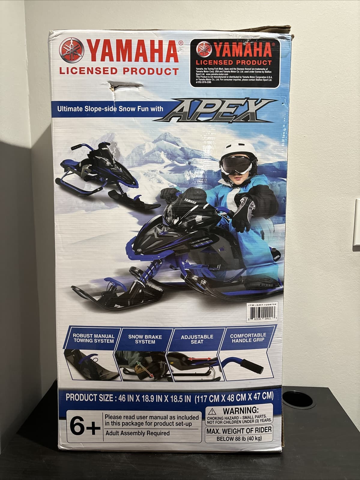 NEW Yamaha Apex Snow Bike Sled with Steering Wheel and Foot Brakes BLUE *READ*