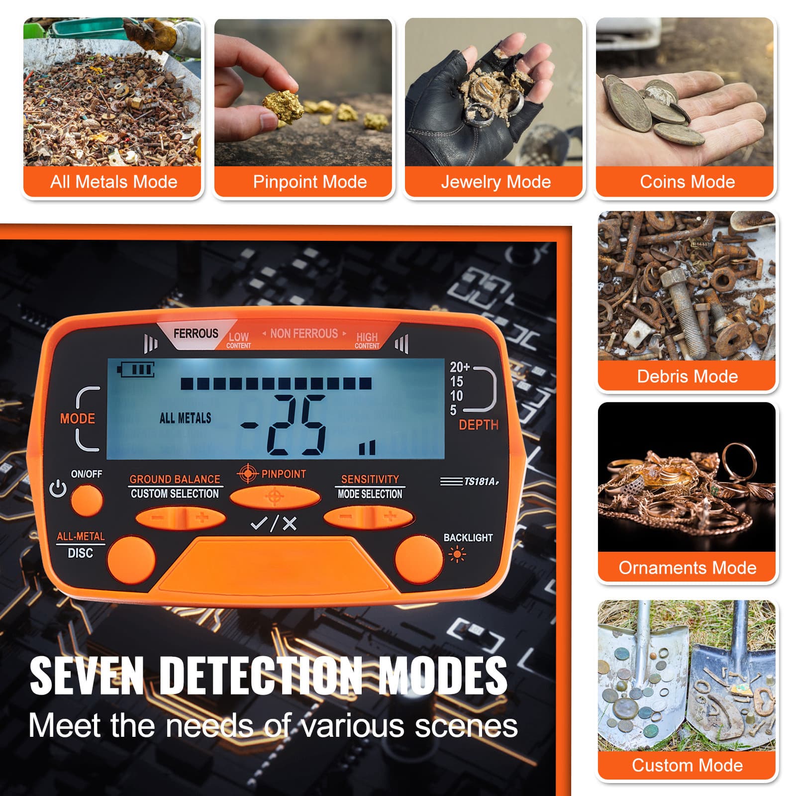 LCD Display 10 Inch Metal Detector Gold Digger Hunter  IP68 Waterproof 4