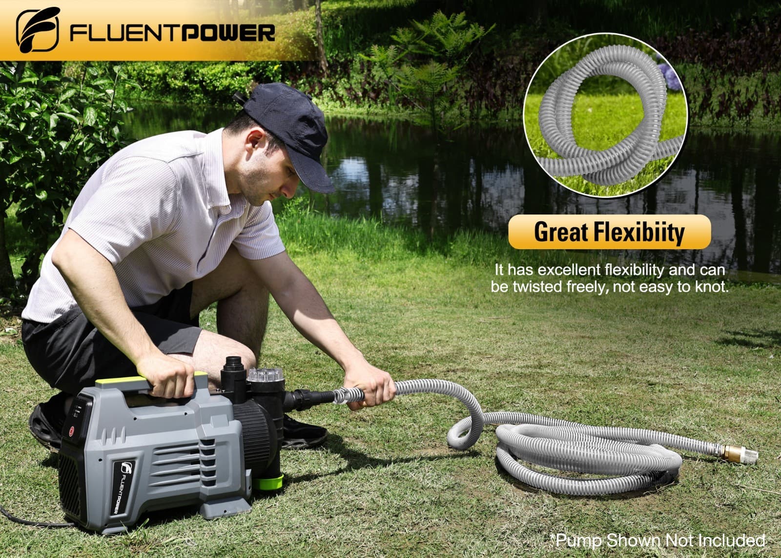 FLUENTPOWER 23FT x 1" Suction Hose Kit with Brass Fitting Check Valve, NPT 1" 2