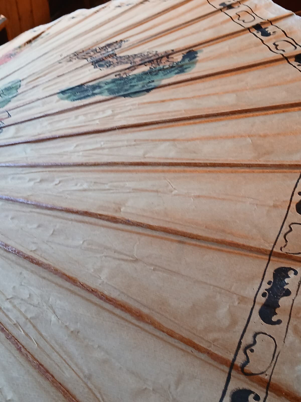 1970s Japanese Oil Paper & Bamboo Parasol/Umbrella Hand-Crafted 3