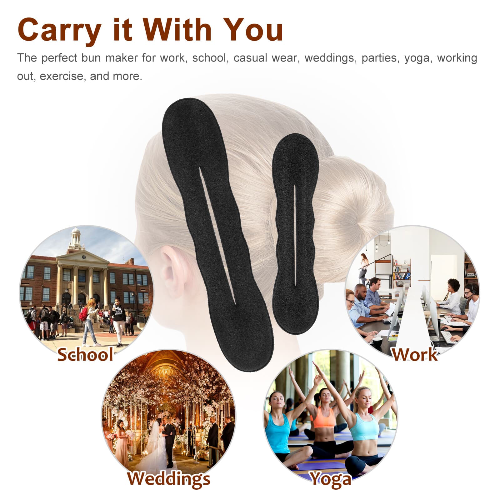 Hair Donut Bun Maker Magic Styling French Chignon Ballet Sock Updo DIY Tool 4PCS 5