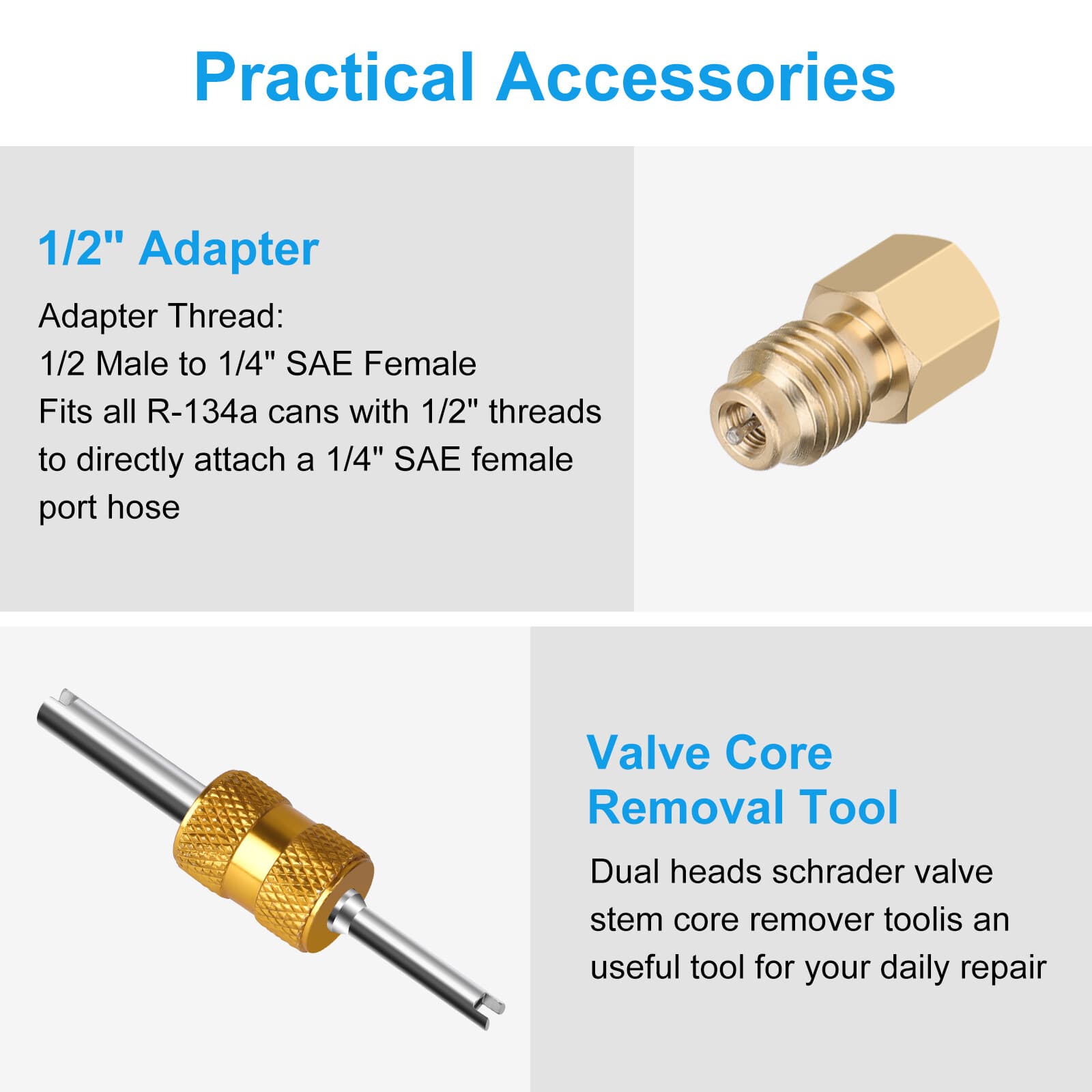 R1234YF Can Tap Valve Kit Self-Sealing & Puncture w/ Adapter for A/C Refrigerant 5