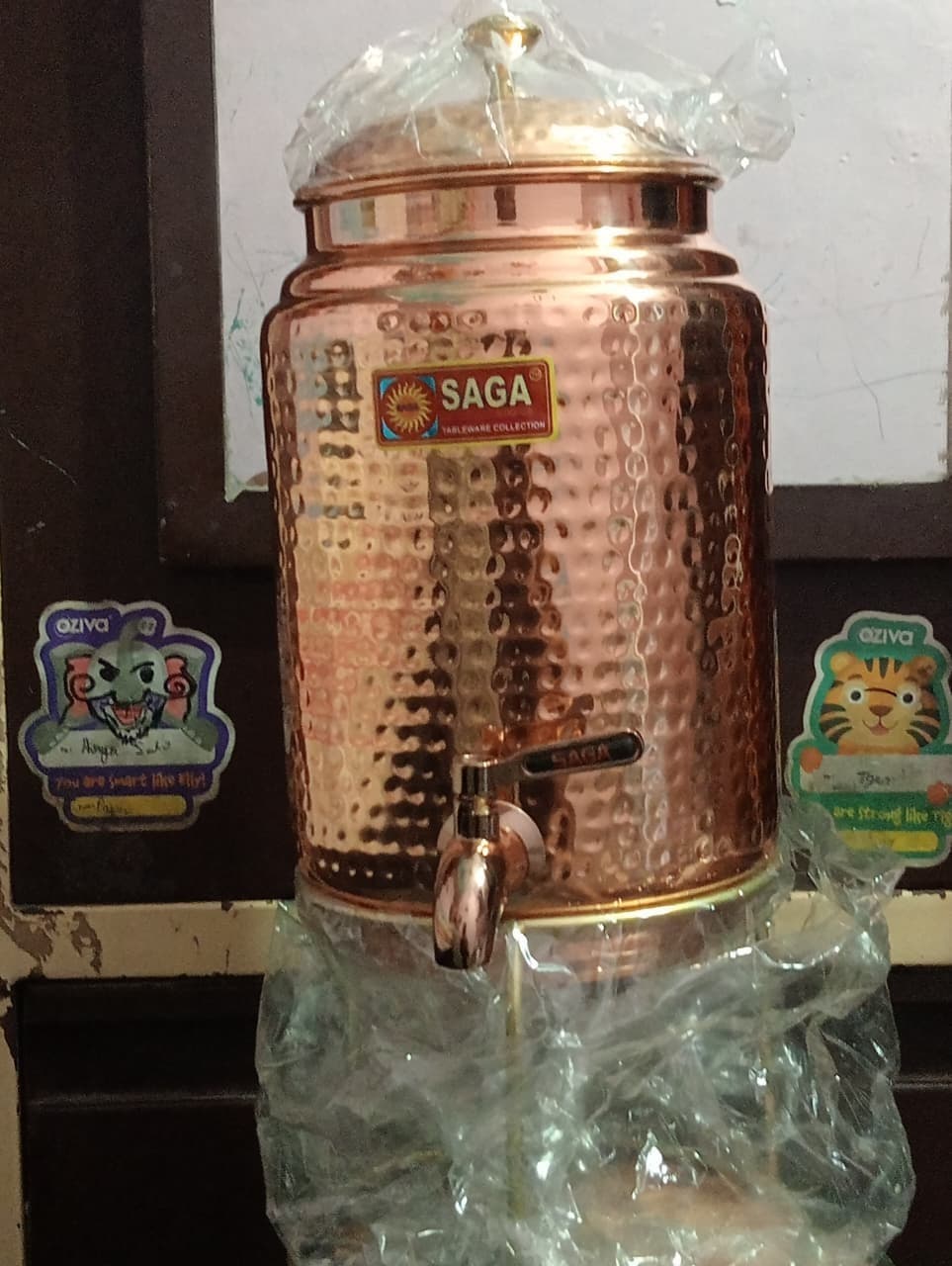 Pure Hammered Copper Water Dispenser With Stand 5 Ltr. Copper Matka Tank Vessel 3