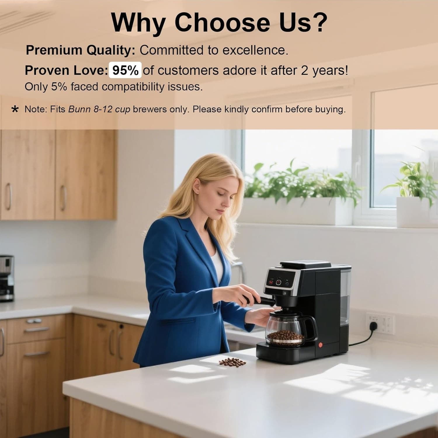 2 Pack Reusable Coffee Filter Replacement for BUNN 8 10 12 Cup Coffee Maker and  5