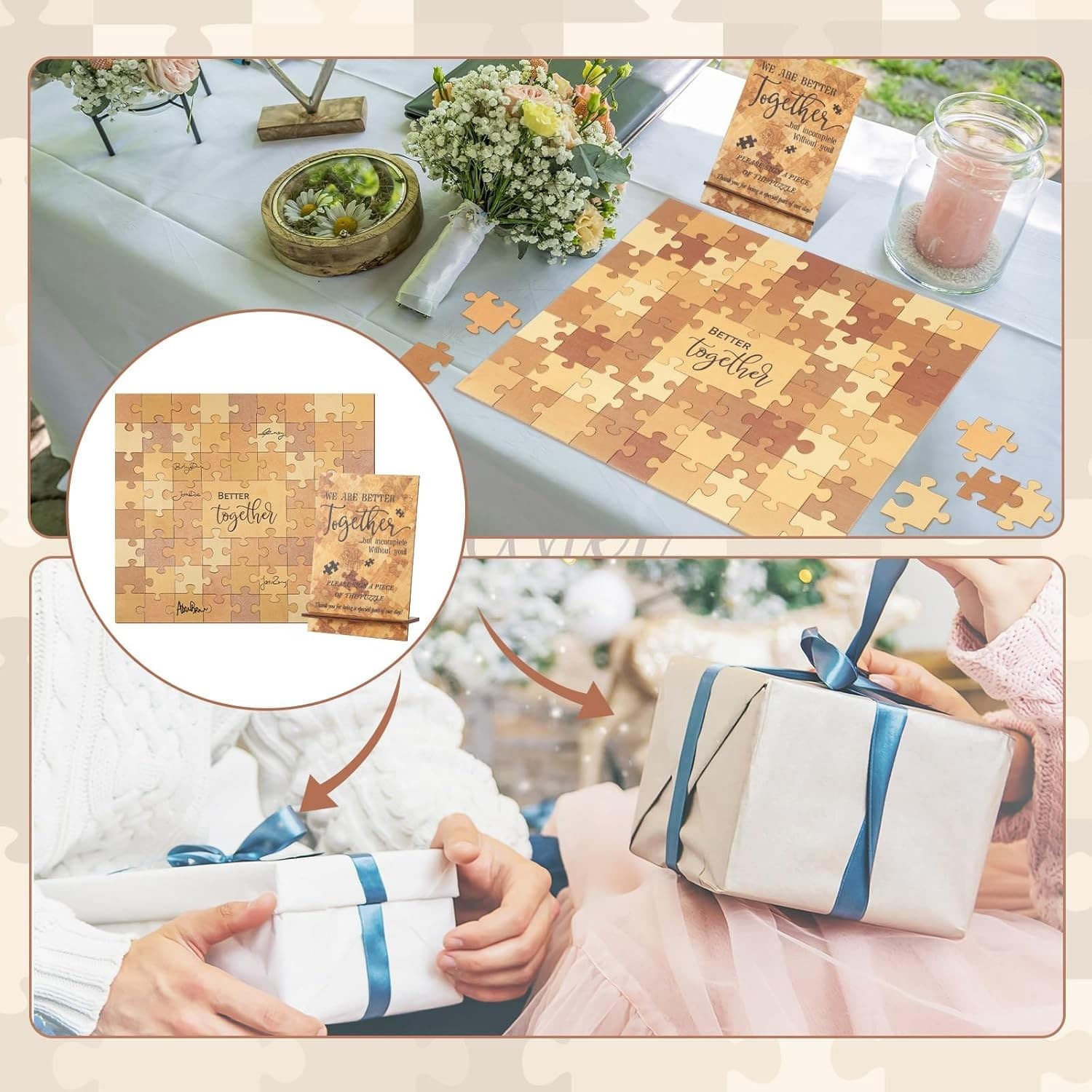 Wedding Guest Book Alternative Wooden Jigsaw Puzzle Guest Book Wedding Party Fav 4