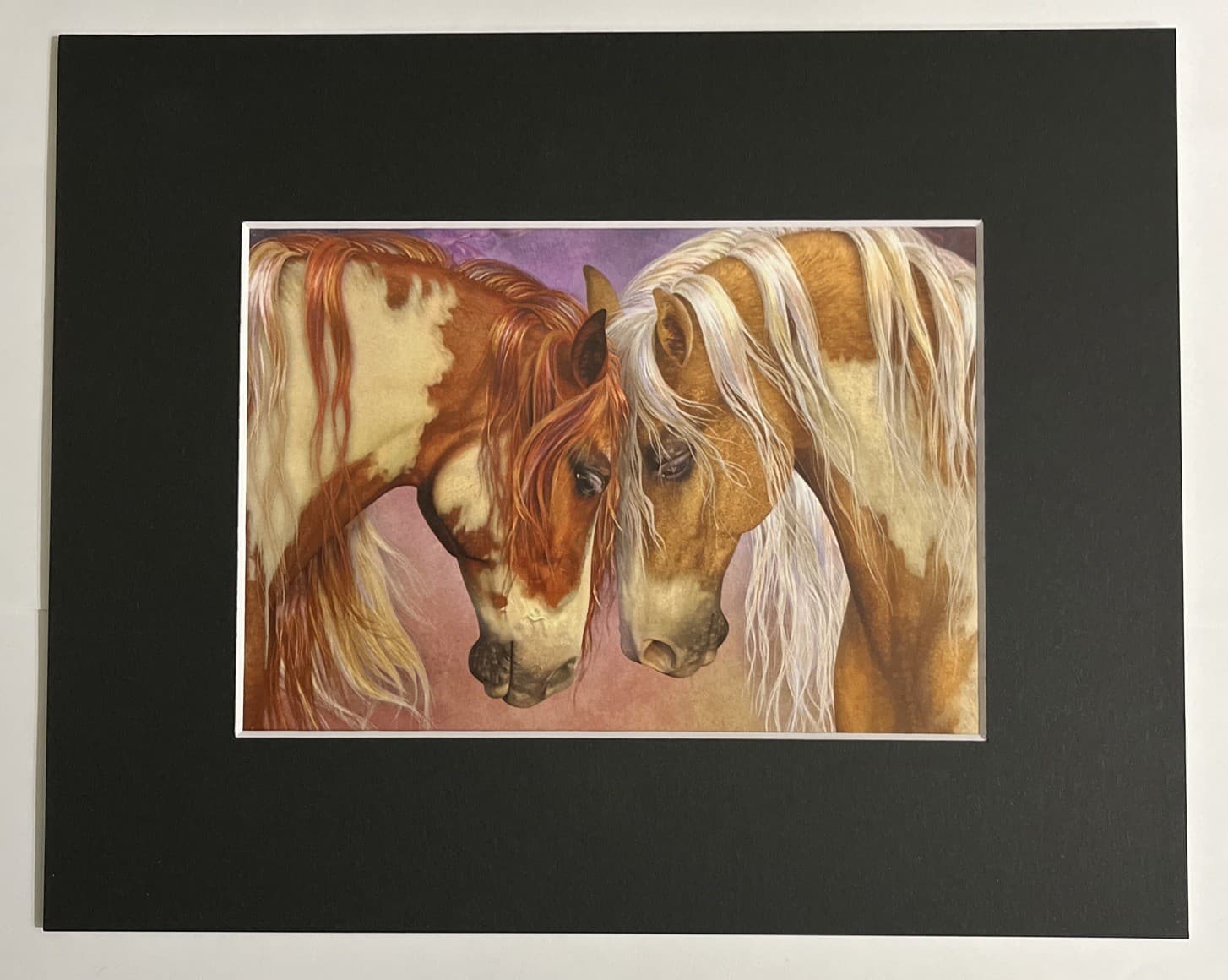 PALOMINO SORREL PINTO ARABIAN HORSE PRINT HORSES MATTED GREETING CARD SEE PHOTO 2