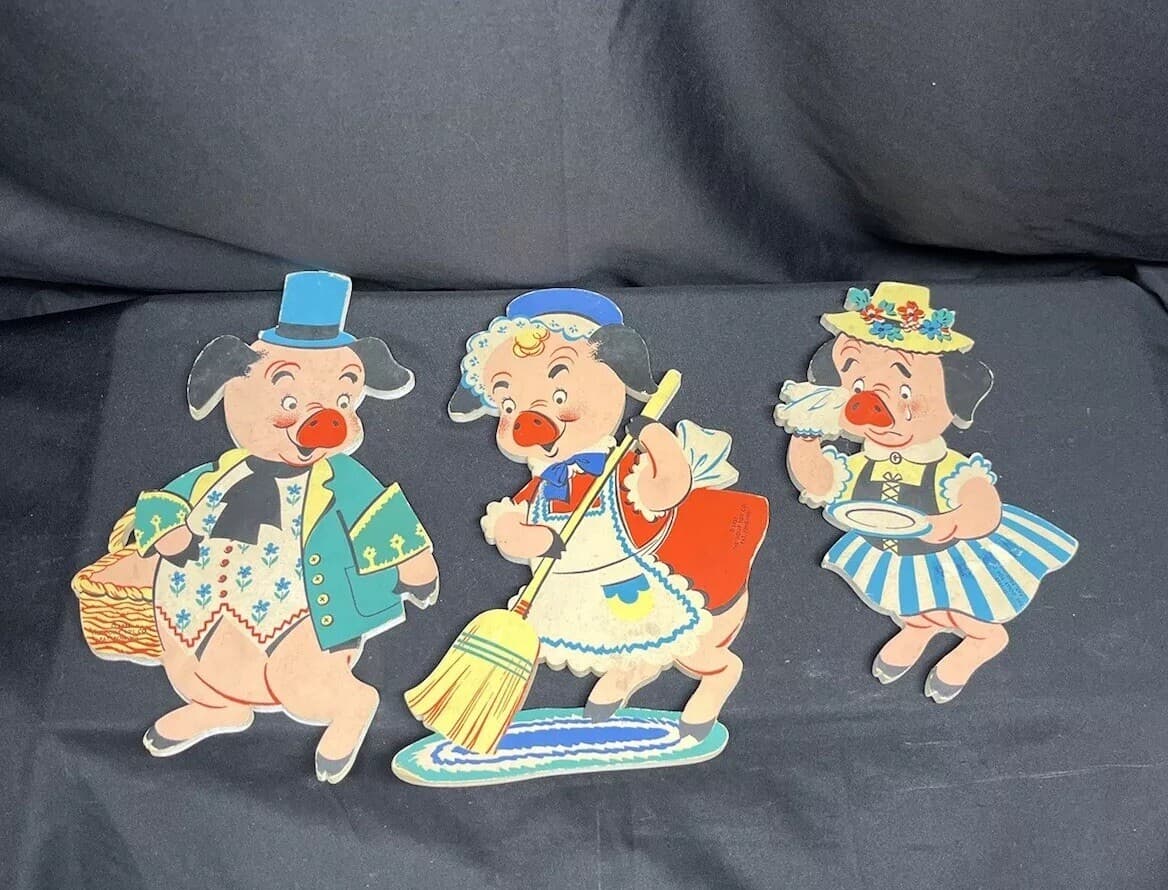 (3) Vintage Mother Goose Cardboard Pin Ups 1951 The Dolly Toy Co Pre Owned