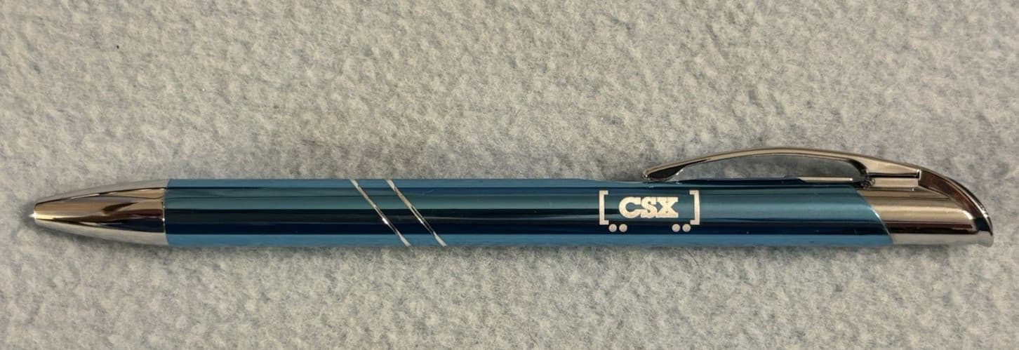 CSX Logo Rollerball Pen with Round Case, Blue and Silver Color 3
