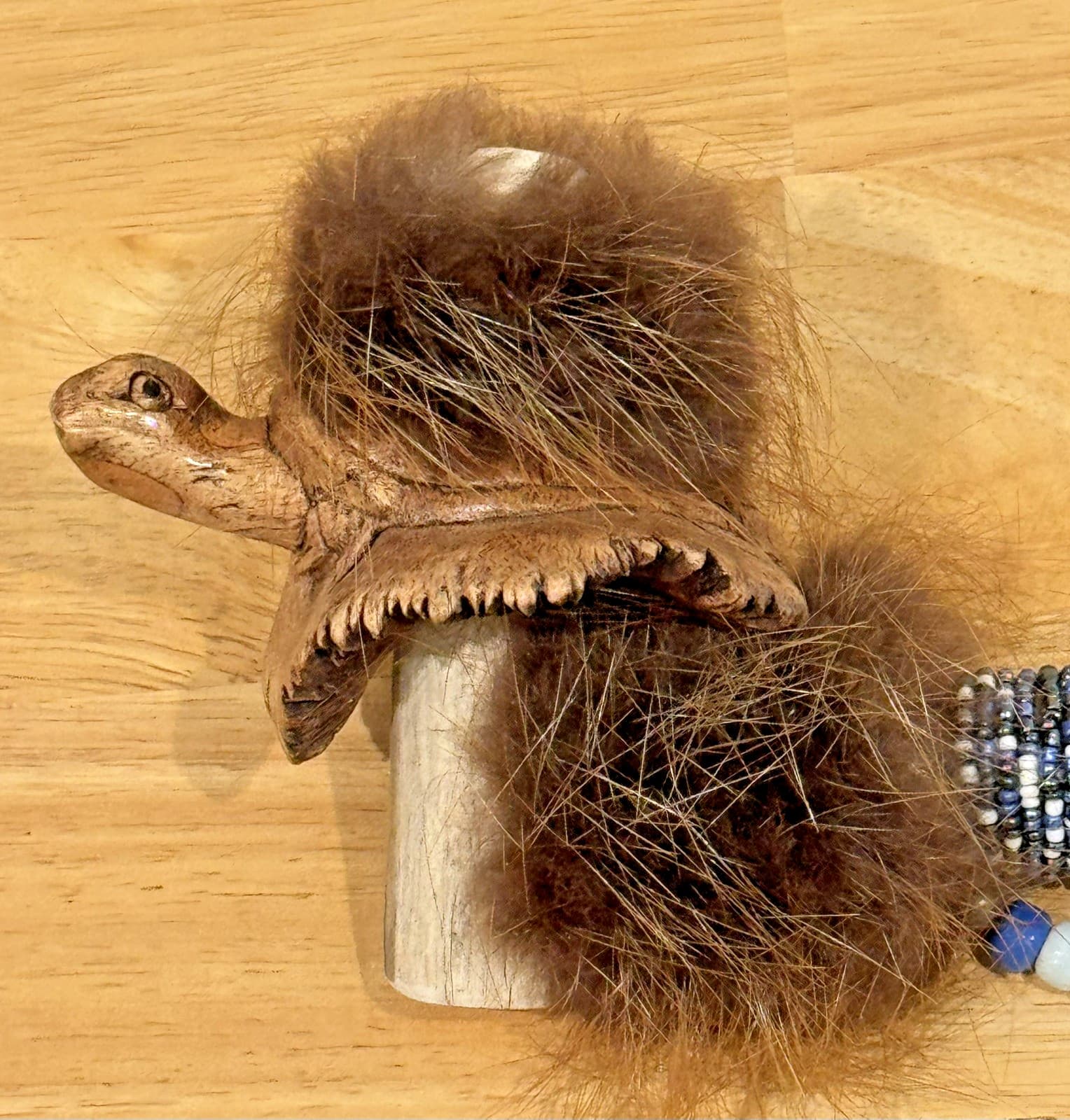 Vtg Rare HTF Native American Handmade Authentic 12" Carved Antler Turtle Pipe 2