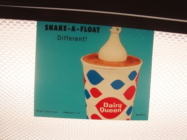 Circa 1961 Dairy Queen, DQ Lighted Sign Insert, SHAKE-A-FLOAT, Blue Version 2