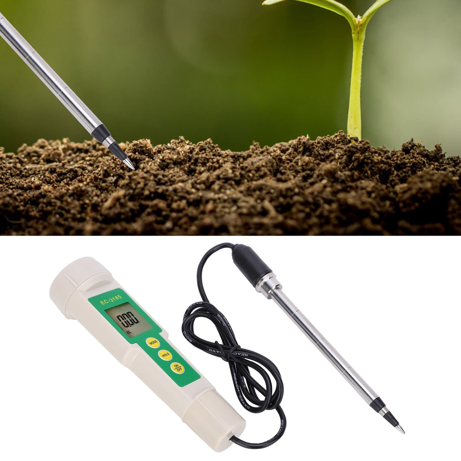 EC3185 Portable EC CF Soil Tester Meter For Garden Horticultural Agriculture US 5