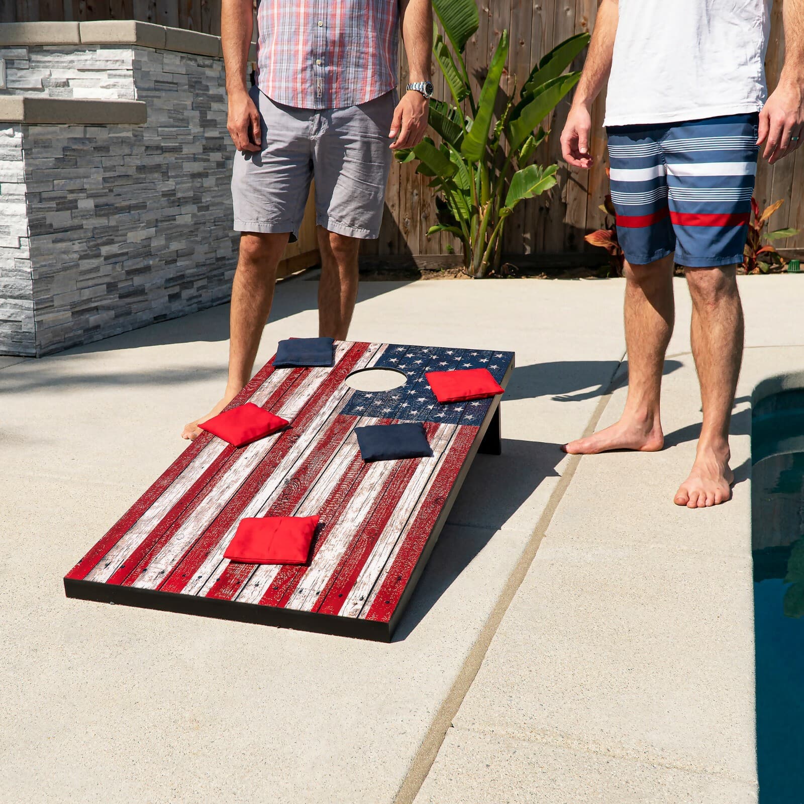 GoSports 4'x2' American Flag Cornhole Lawn Game Set Includes 8 Bags, Carry Case 3