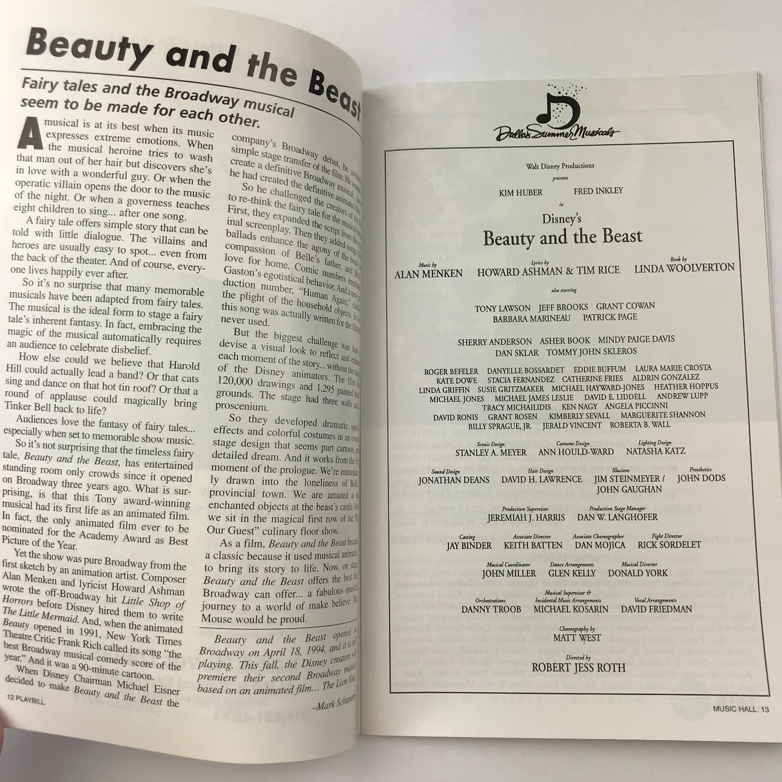 Vintage 1997 Disneys Beauty And The Beast Broadway Musical Playbill Dallas Texas 3