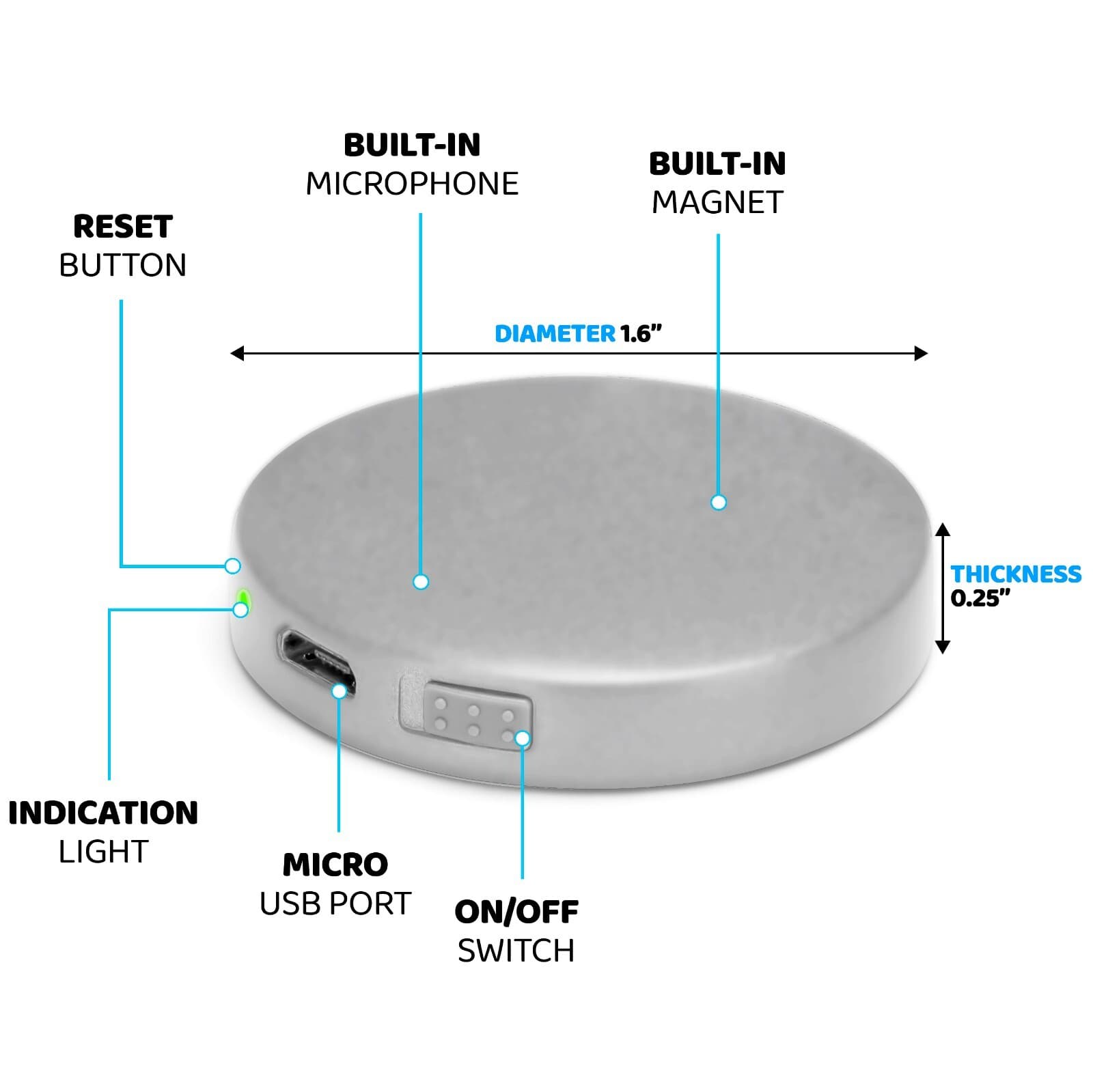 Spy Recorder Device Secret Voice Recorder Magnetic Mini Recorder Light Gray 2