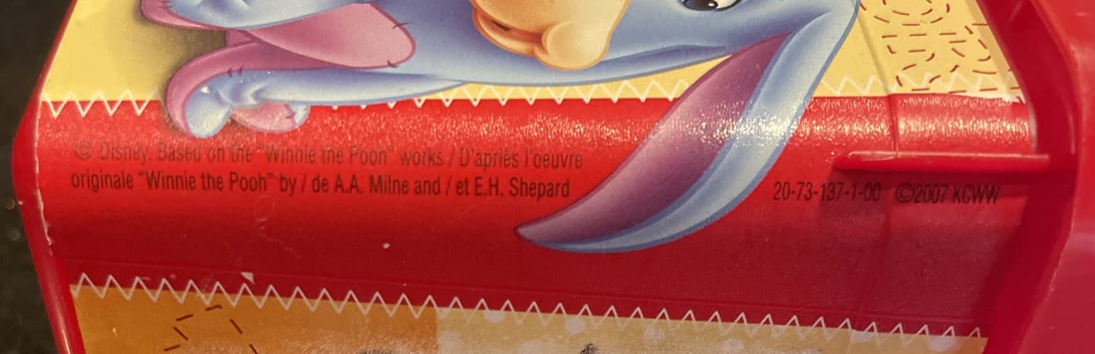 Huggies Winnie Pooh Piglet Tigger Red Baby Pop-Up Lid Wipes Container EMPTY VTG 4