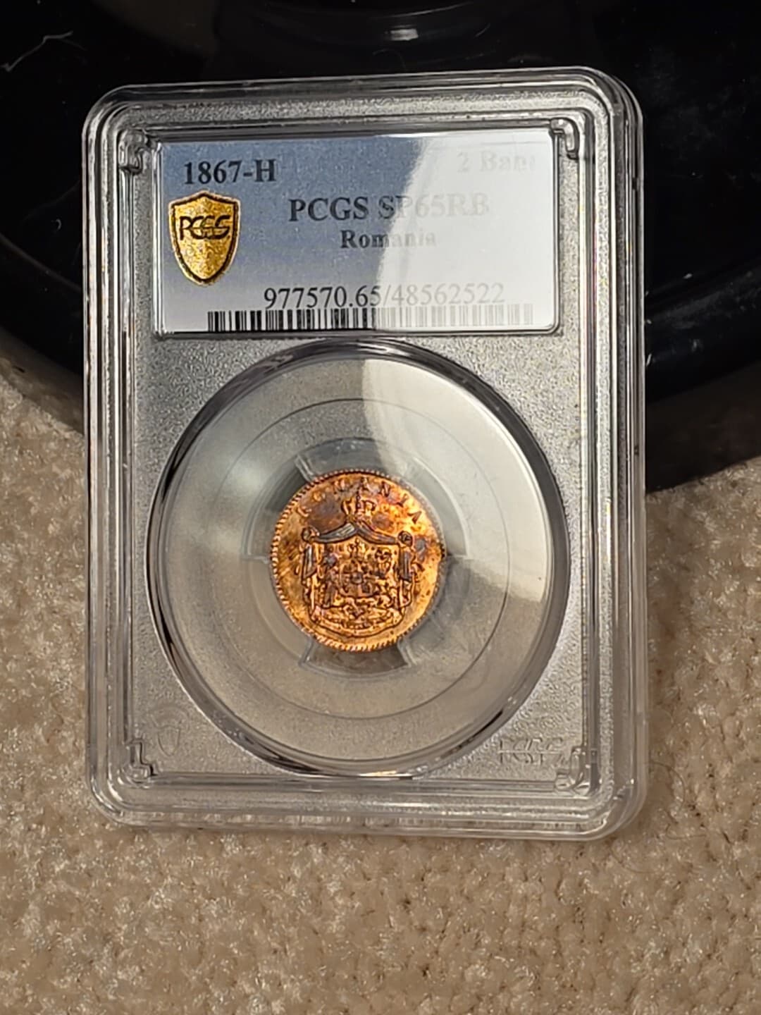 1867-H 1867 Heaton Romania 2 Bani PCGS SP65RB SP 65 Specimen Red Brown Romanian 3