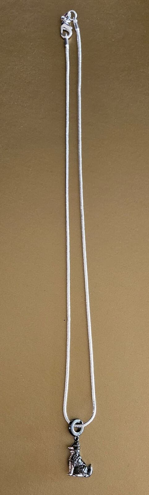 Sterling Silver 925 Border Collie Dog Crystal Charm & Necklace Jewelry  FS 6