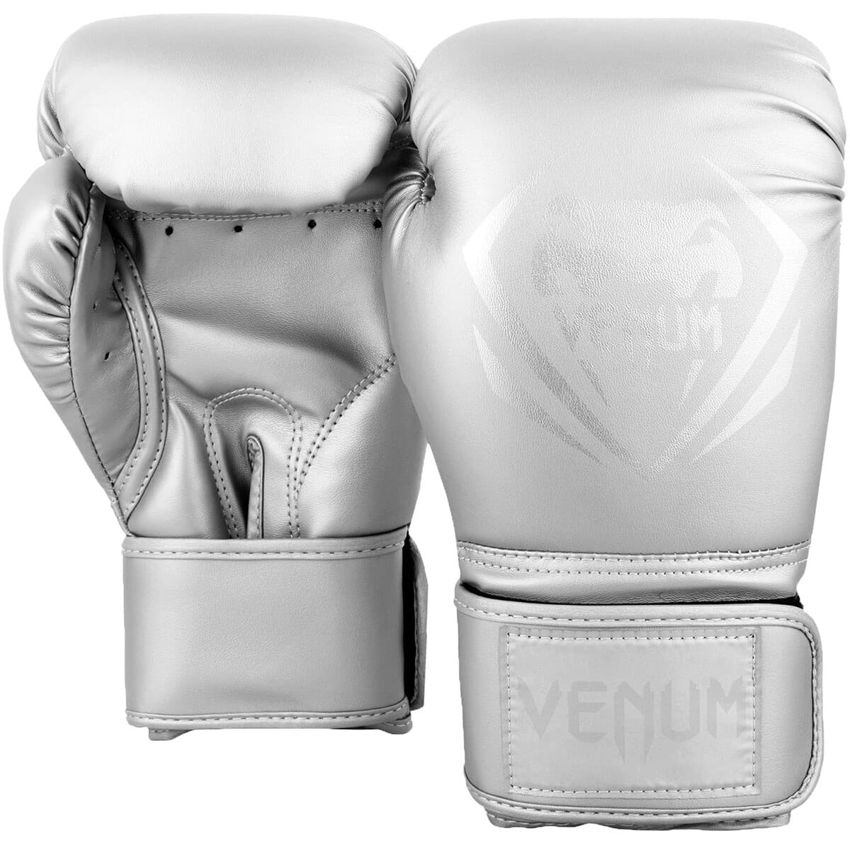 Venum Contender Hook and Loop Training Boxing Gloves - Silver/Silver