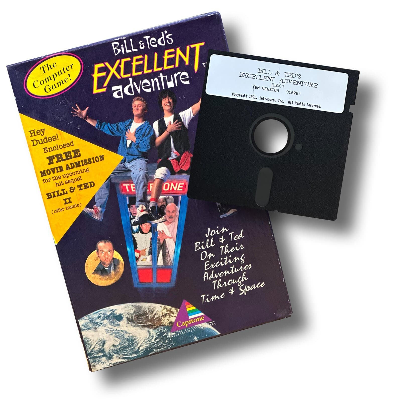 Rare Bill and Ted's Excellent Adventure IBM PC Computer Game Floppy Disks Discs 2