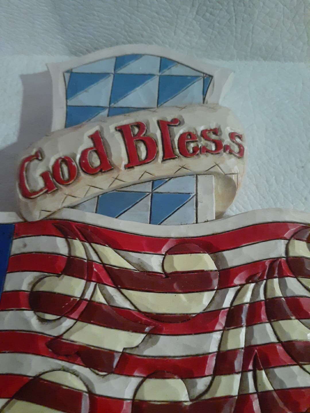 Jim Shore God Bless America Cross Wall Plaque 12" 5