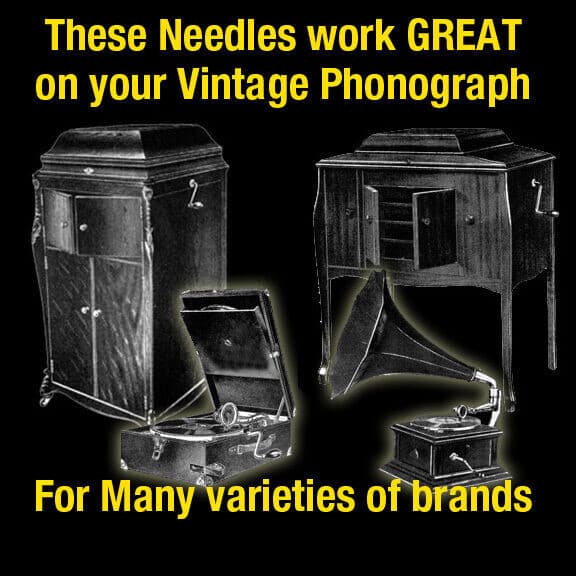 100 LOUD-Toned NEEDLES for Hand Crank Phonograph Reproducer and Records 2
