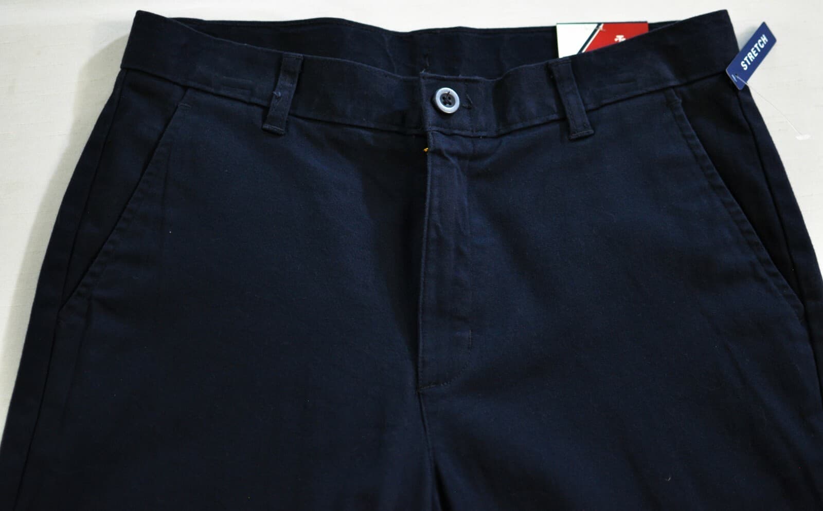 boy's Izod flat front stretch chino size 20 navy blue pants adjustable waist 4