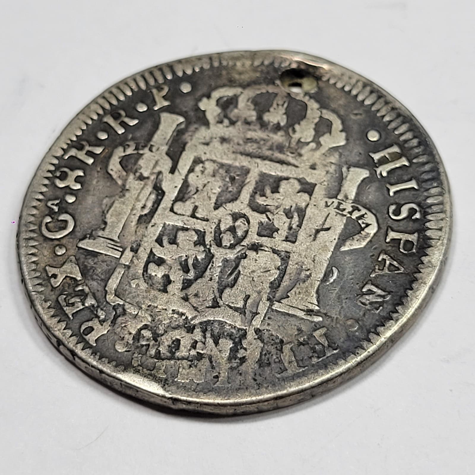1816 Mexico CHIHUAHUA Silver 8 Reales Overstruck on CA Cast Silver 8R *K796 3
