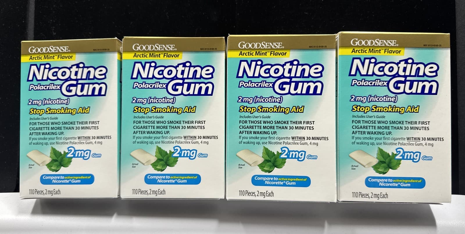 4x GoodSense Nicotine Gum•2 mg•110 pcs/ea.•Artic Mint *Exp.04/25 Like Nicorette!