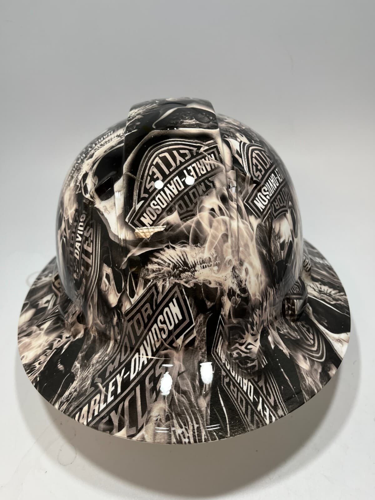 New Full Brim Hard Hat Custom Hydro Dipped HARLEY DAVIDSON SKULLS 3
