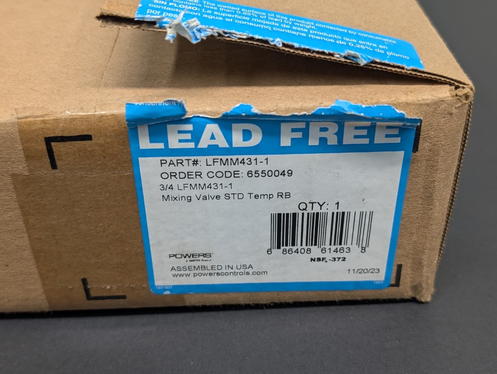 Powers Hydroguard Watts  LFMM431-1 3/4 in Mixing Valve LF Rough Bronze 6