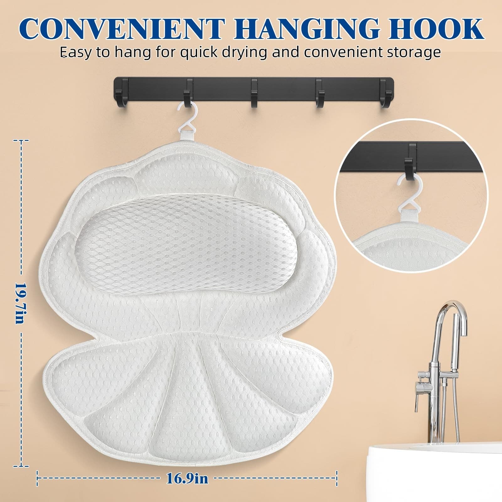 Bath Pillows for Tub Afitton Luxury Bath Pillow Bathtub Pillow Headrest Neck ... 5