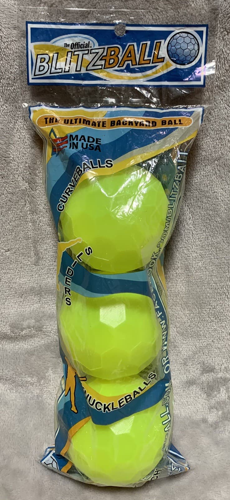 NEW BlitzBall 3ct Pack Neon Yellow Plastic Balls The Ultimate Backyard Ball