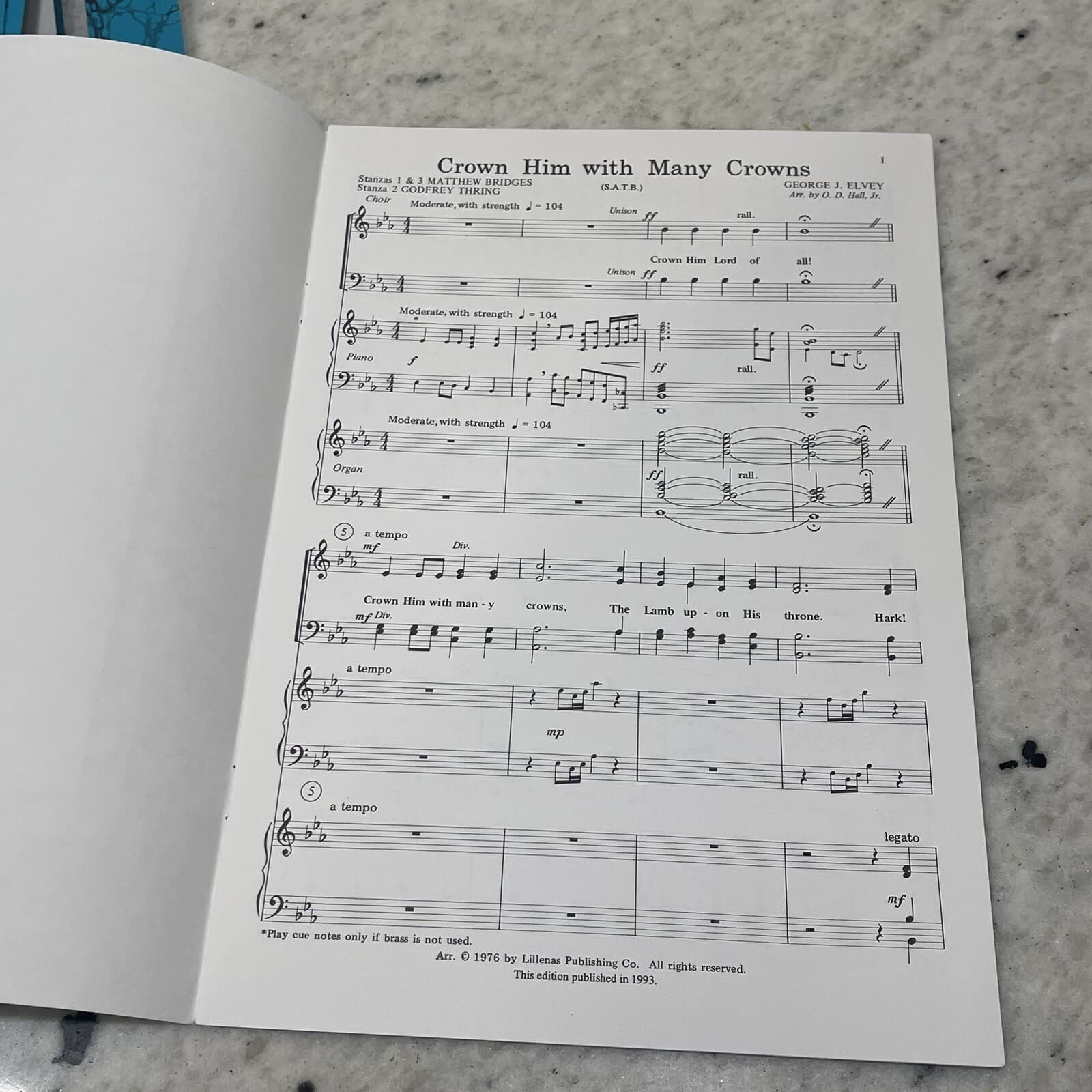 Crown Him with Many Crowns Sheet Music Lot 26 SATB George J. Elvey AN-2636 1993 4