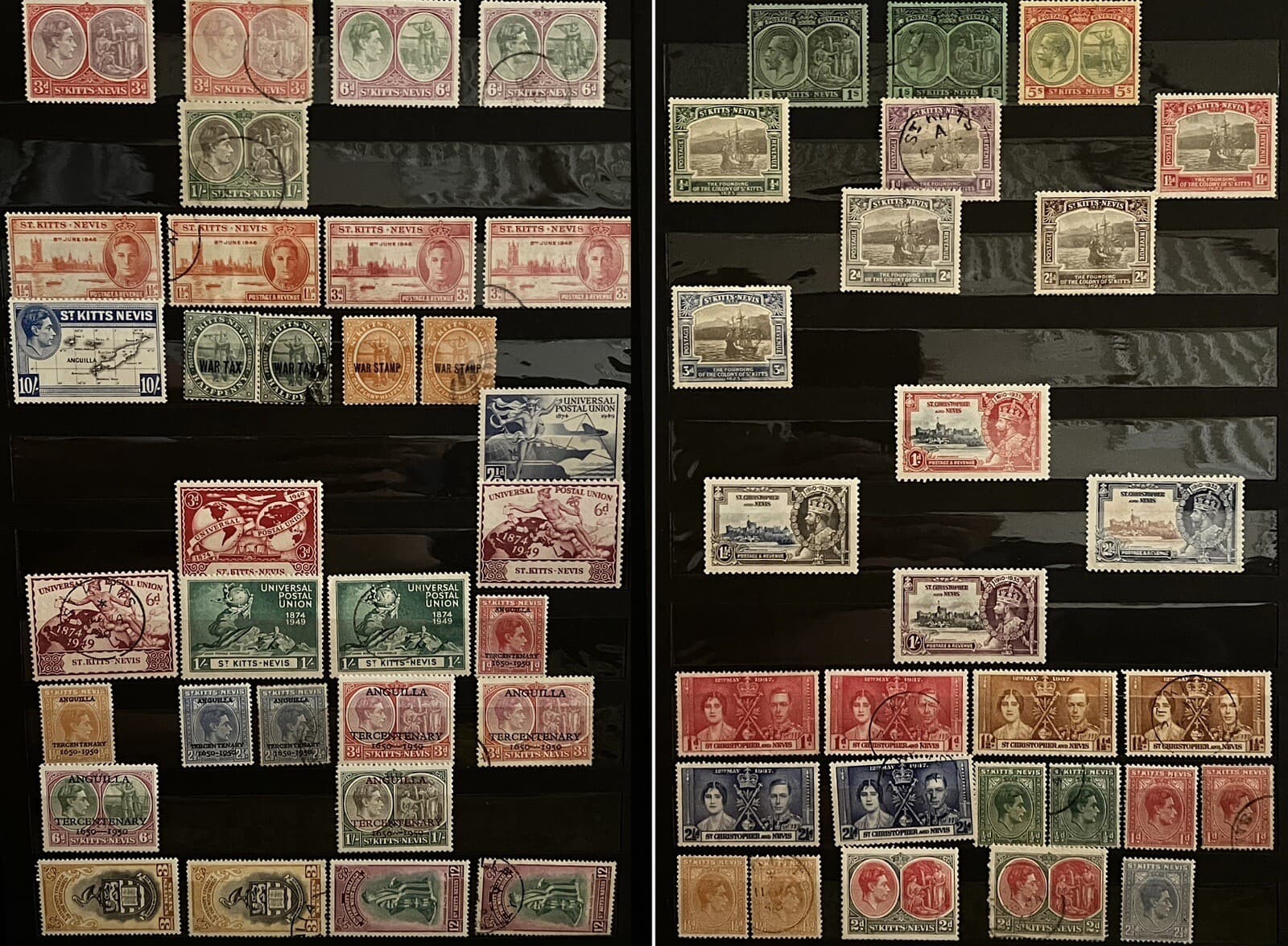 ST. KITTS NEVIS STAMPS IN STOCK PAGE UPU, OVPTS, TERCENTENARY, CORONATION & MORE