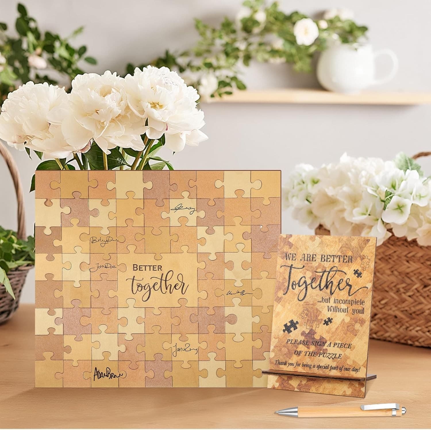 Wedding Guest Book Alternative Wooden Jigsaw Puzzle Guest Book Wedding Party Fav 5
