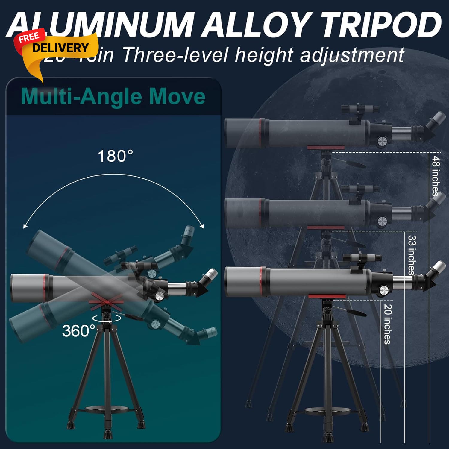 Telescope for Adults High Powered 90Mm Aperture 600Mm Refractor Telescope 5