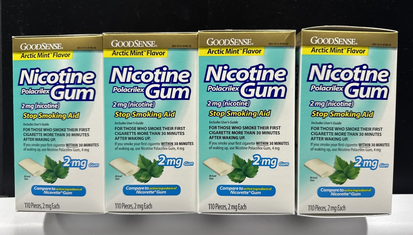 4x GoodSense Nicotine Gum•2 mg•110 pcs/ea.•Artic Mint *Exp.04/25 Like Nicorette! 3