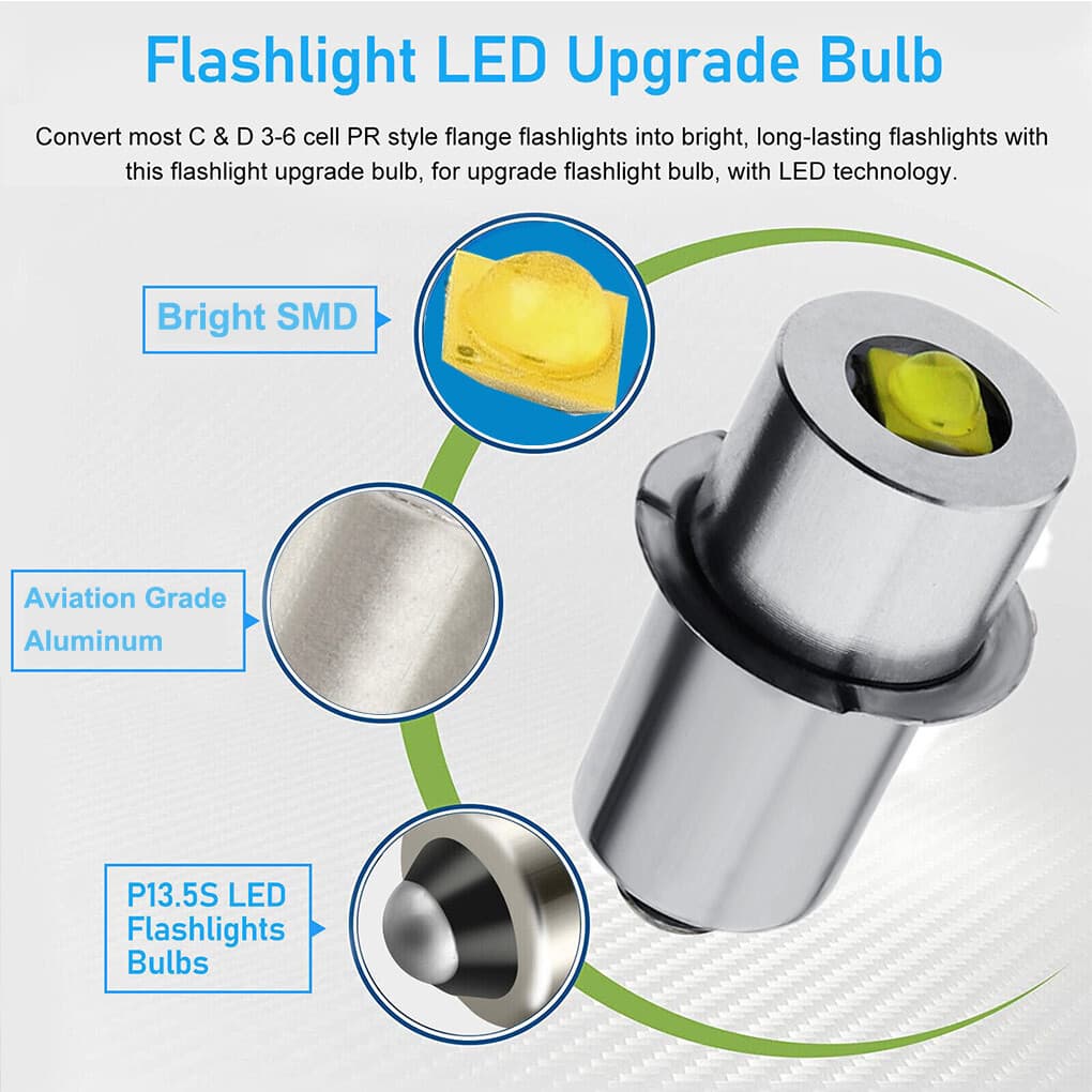 White LED Light Bulb for MAGLITE 2-Cell 3V Maglight 2.7-3.3V Replace old Krypton 3