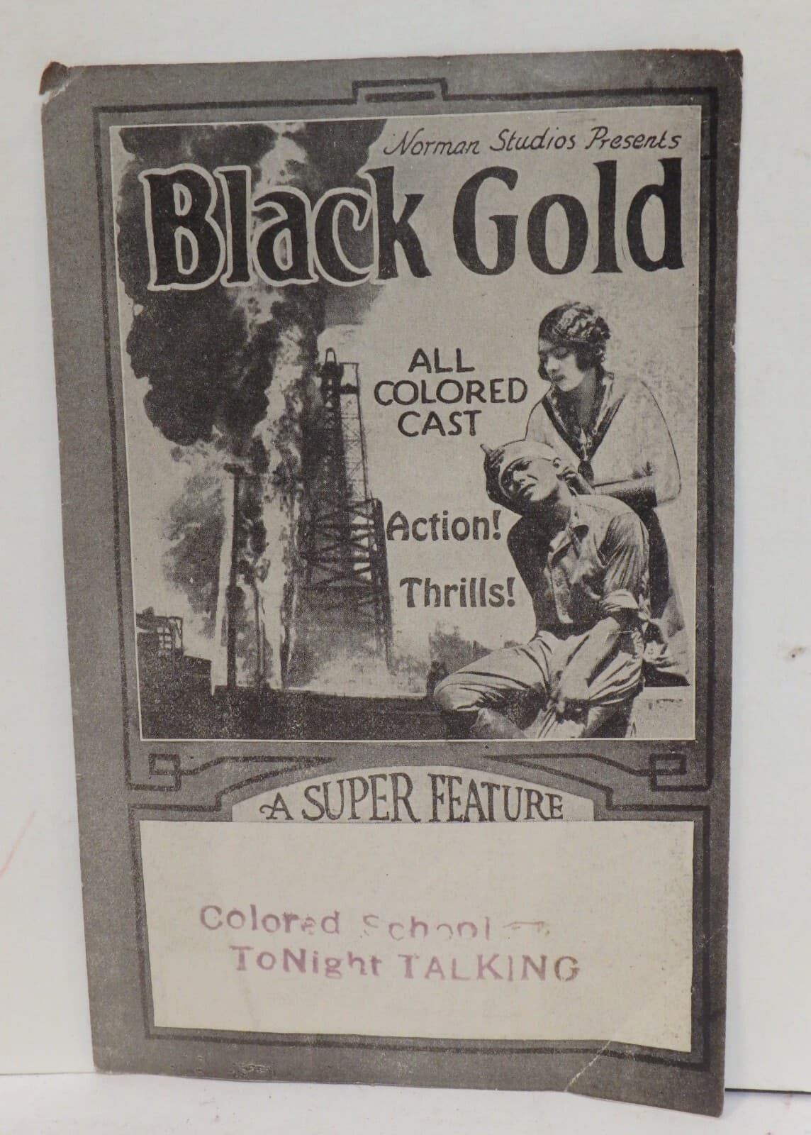 RARE ALL COLORED CAST 1928 BLACK GOLD AFRICAN AMERICAN SILENT MOVIE HERALD