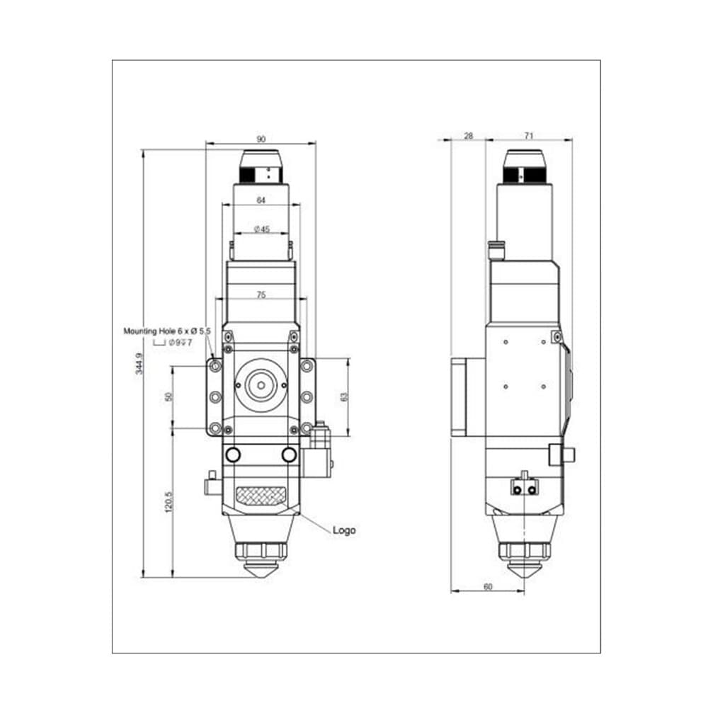 Cloudray  AU3TECH A200MS Fiber Laser Cutting Head 0-2KW for Metal Cutter Machine 5