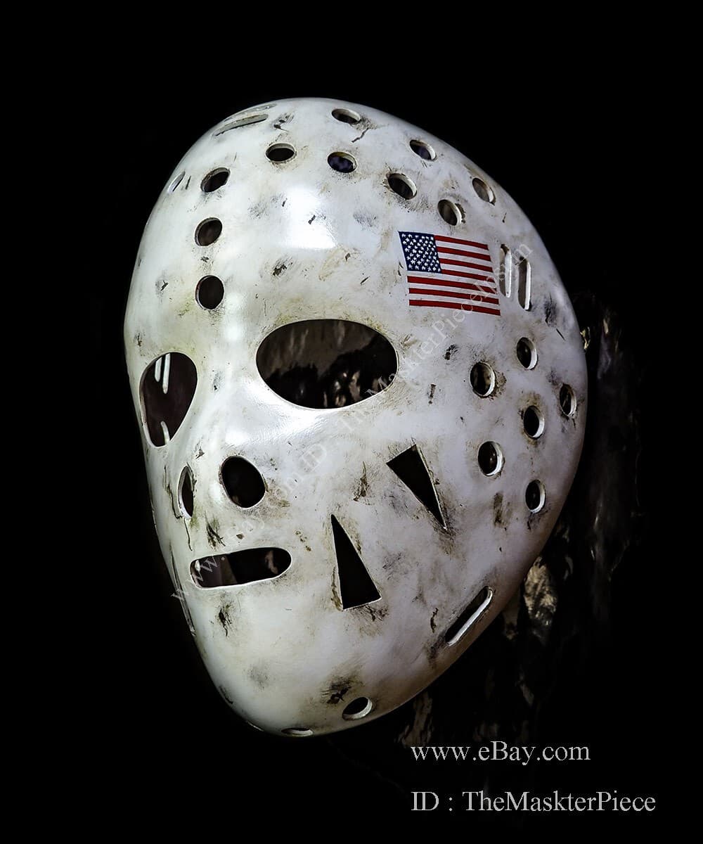 Ice Hockey Mask Goalie Helmet Wearable Home Decor Jim Craig Worn-out G165 3