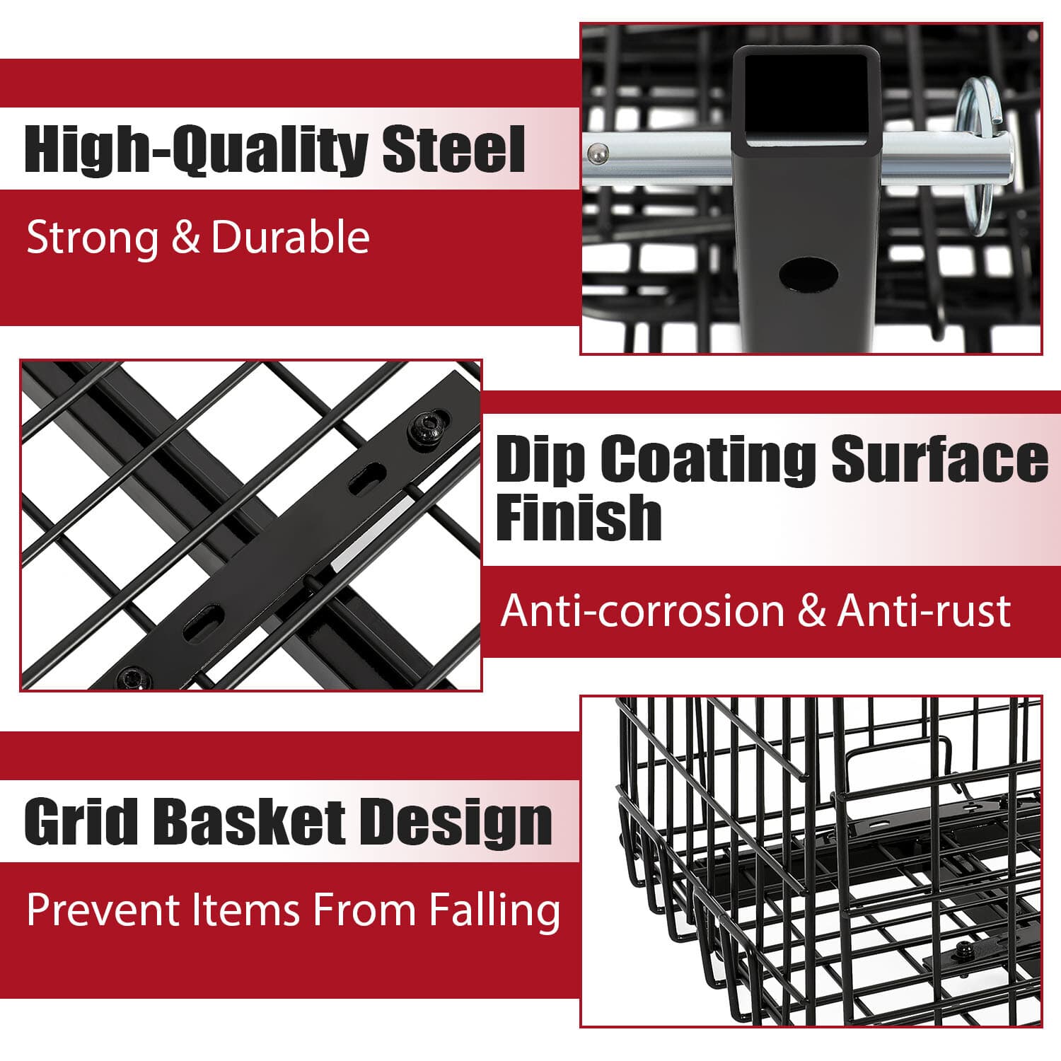 Folding Rear Basket For Most Mobility Scooters Power Chairs w/1" Hitch Receiver 3