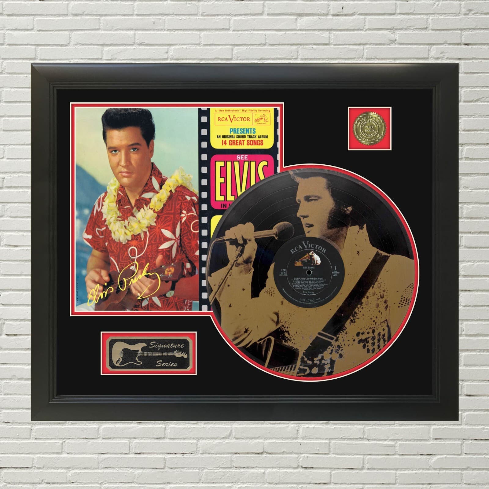 Elvis Presley Laser Etched Black Vinyl Record Reproduction Signed LP Display