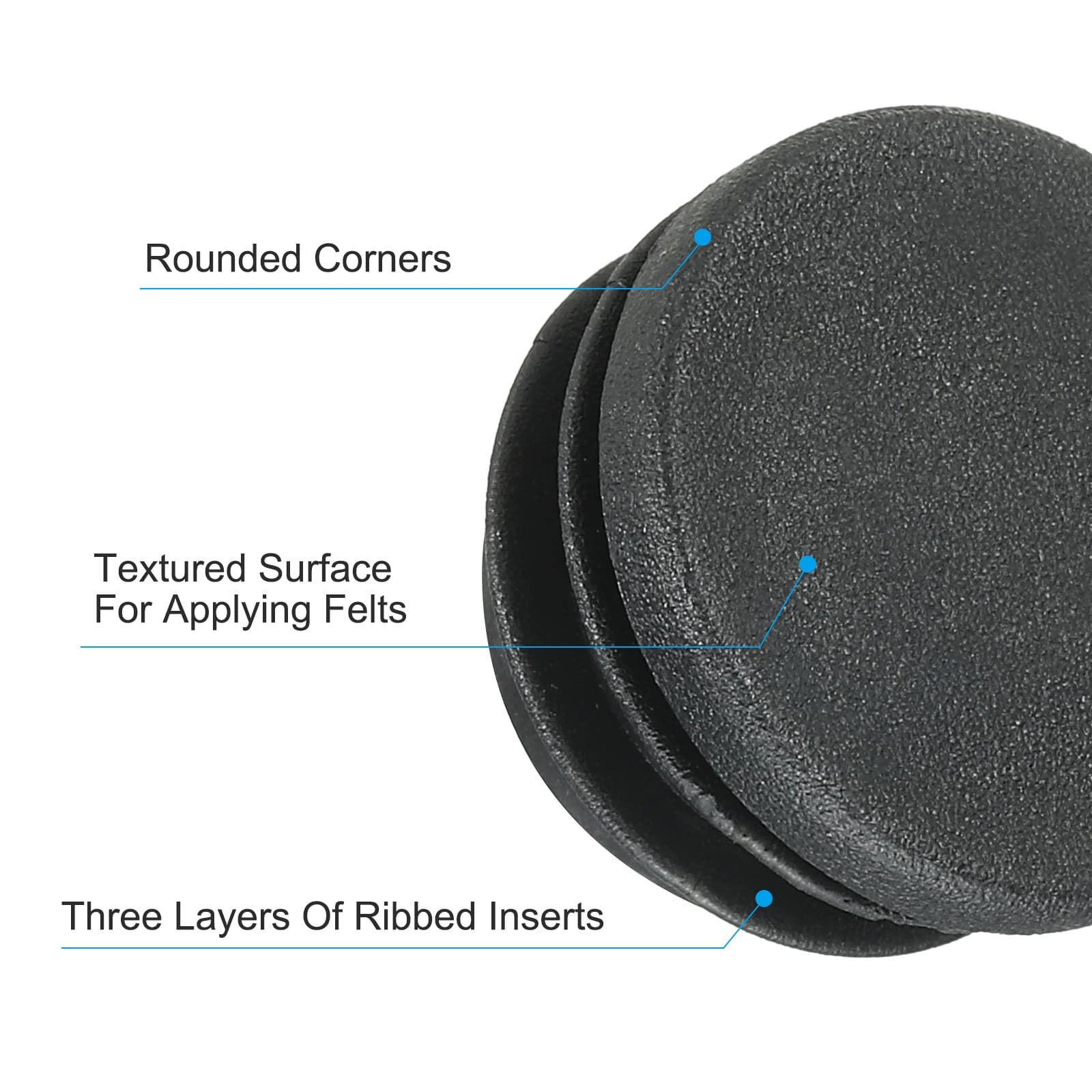 1" Plastic Tubing End Caps, 40Pcs Round Hole Plug Insert, Black 4