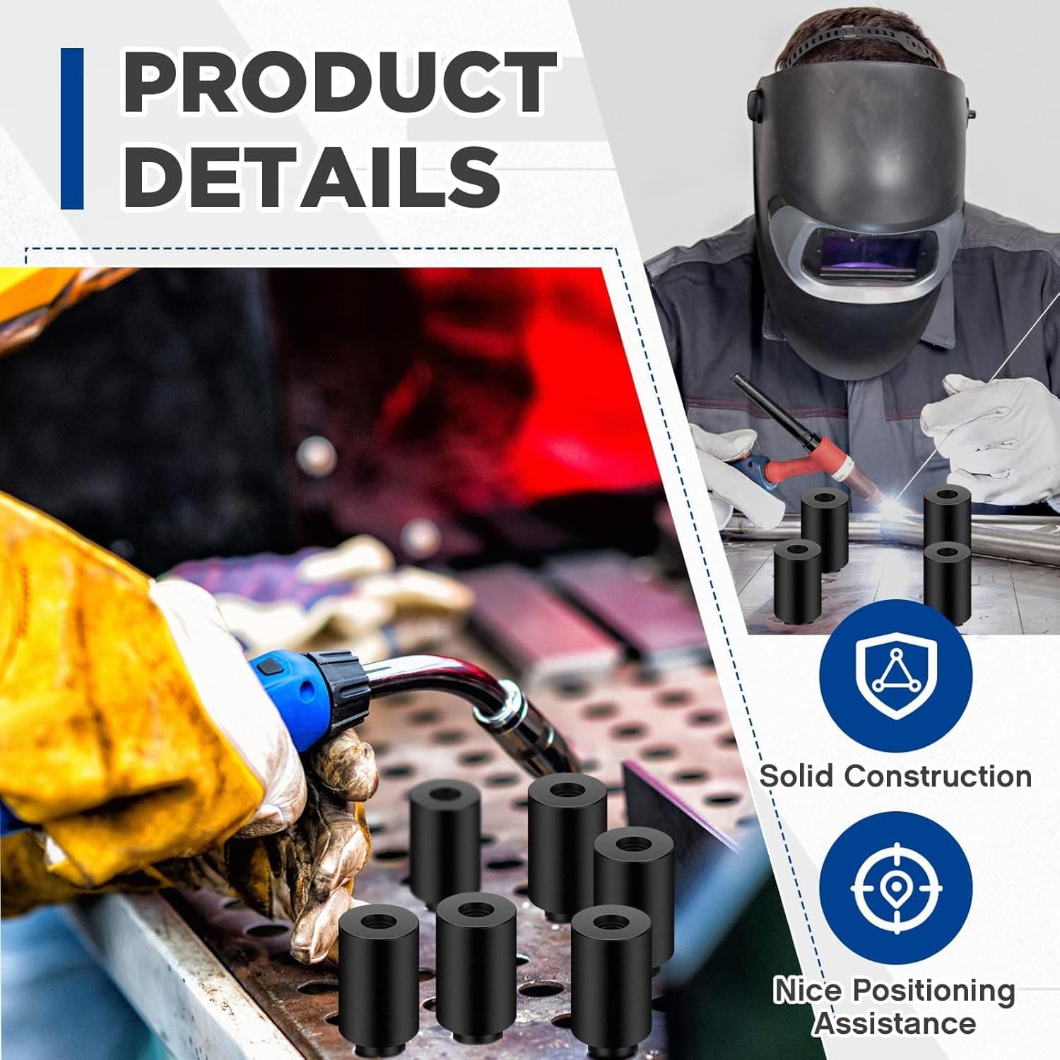 Hicarer 10 Pcs 5/8" x 1" x 1.5" Welding Table Fixture Pins Clamps Stop Alignment 3